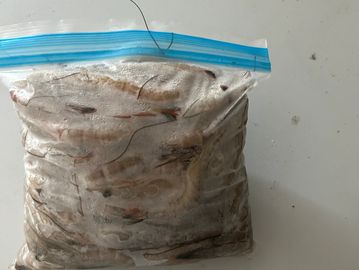 Large bag of frozen shrimp